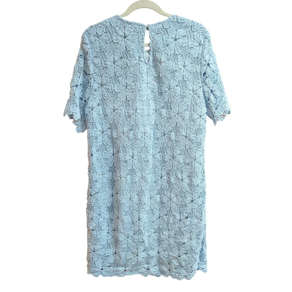 Tuckernuck Belclaire Light Blue Crochet Lace Shift Dress Short Sleeve XL NWT - Picture 3 of 6
